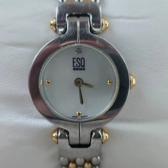 ESQ Swiss by MOVADO Ladies Wristwatch Gold/Silver Tone Analog MOP Face Watch - Picture 9 of 12